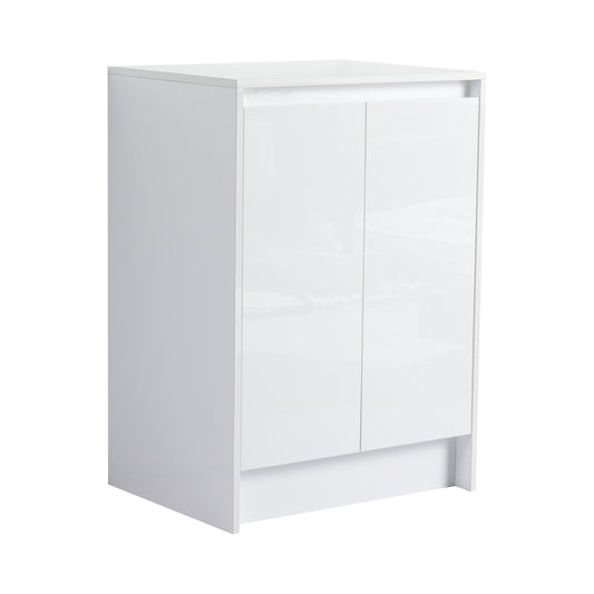 Allsumhome 24' freestanding Bathroom Storage Cabinet, 2-Soft Close Doors, Glossy White,(KD-Packing)
