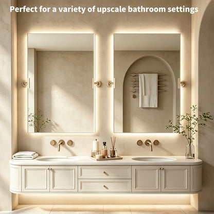 24"x 36" Navi-pro  Frameless Rectangular 3-Color Backlit Pivoting LED Bathroom Mirror