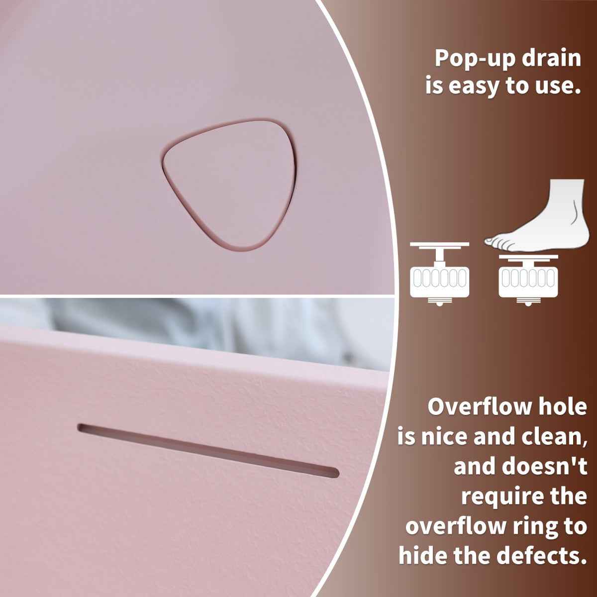 Allsumhome RockE 59" Imitation Natural Stone Freestanding Bathtub,Stone Touch,Pink,Scratch-proof,cUPC Certified,No Drain