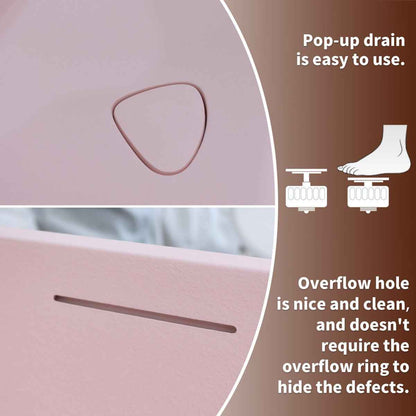 Allsumhome RockE 59" Imitation Natural Stone Freestanding Bathtub,Stone Touch,Pink,Scratch-proof,cUPC Certified,No Drain