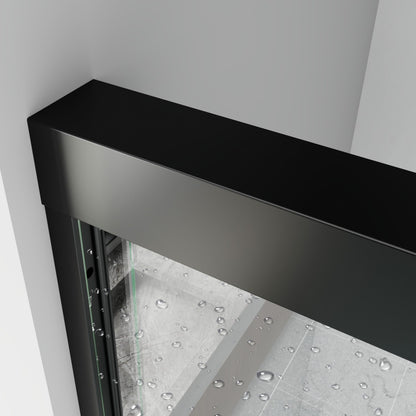 Glide-Bpro 58-60 in.Semi-Frameless Double Sliding Tub Door,Bypass Bathtub Shower Tempered Glass Door,Matte Black,Explosion-Proof Film