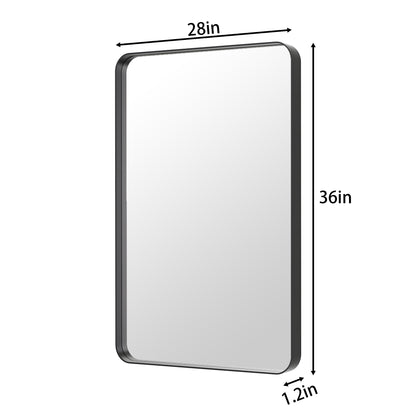Noir 28" x 36" Vanity Mirror – Modern, Elegant, Rectangular Wall Mirror with Tempered Glass, Shatterproof, Rust-Resistant, Matte Black Frame for Bathroom, Living Room & Hallway