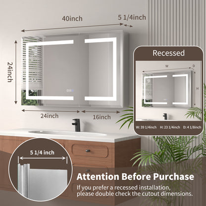 ExBrite 24" x 30" LED Lighted Medicine Cabinet with Adjustable Shelves, Anti-Fog, Beveled Design, Recessed or Surface Mount - ExBriteUSA