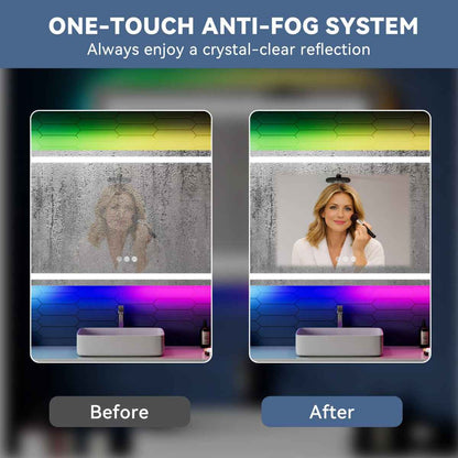55"x 30" RGB Smart LED Bathroom Mirror–Color Changing Backlit Mirror with Anti-Fog & Dimmable Touch Control|Exbrite DYLUX