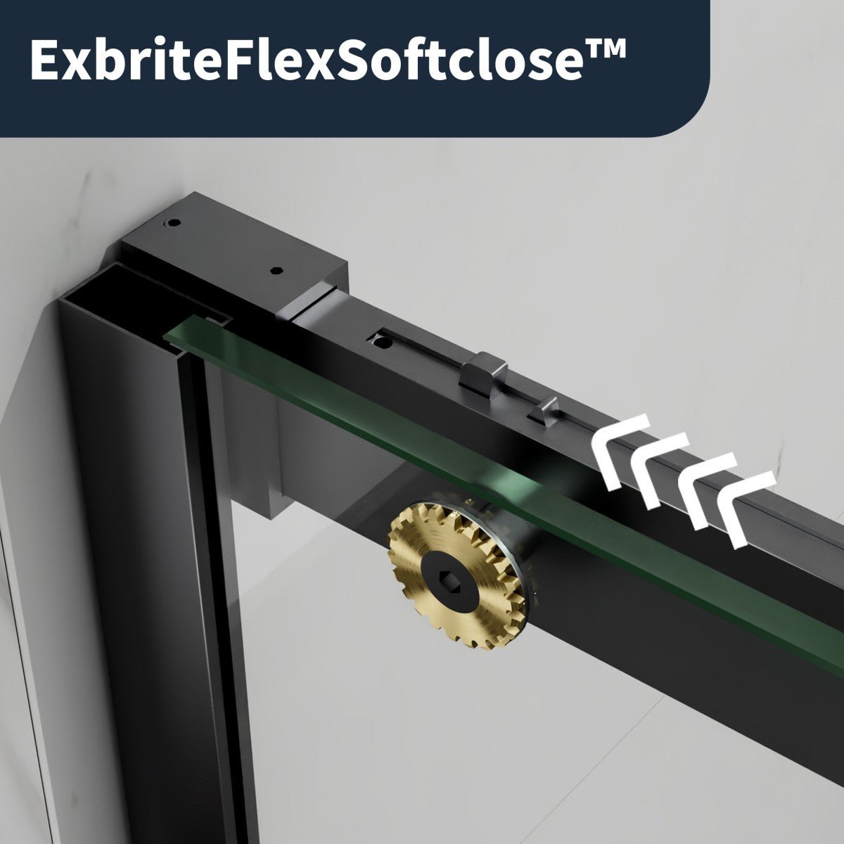 56-60" x 76" Black Gold Frameless Showers Door - Easy Clean Fixed Glass Left | ExBrite Elysian-S Series