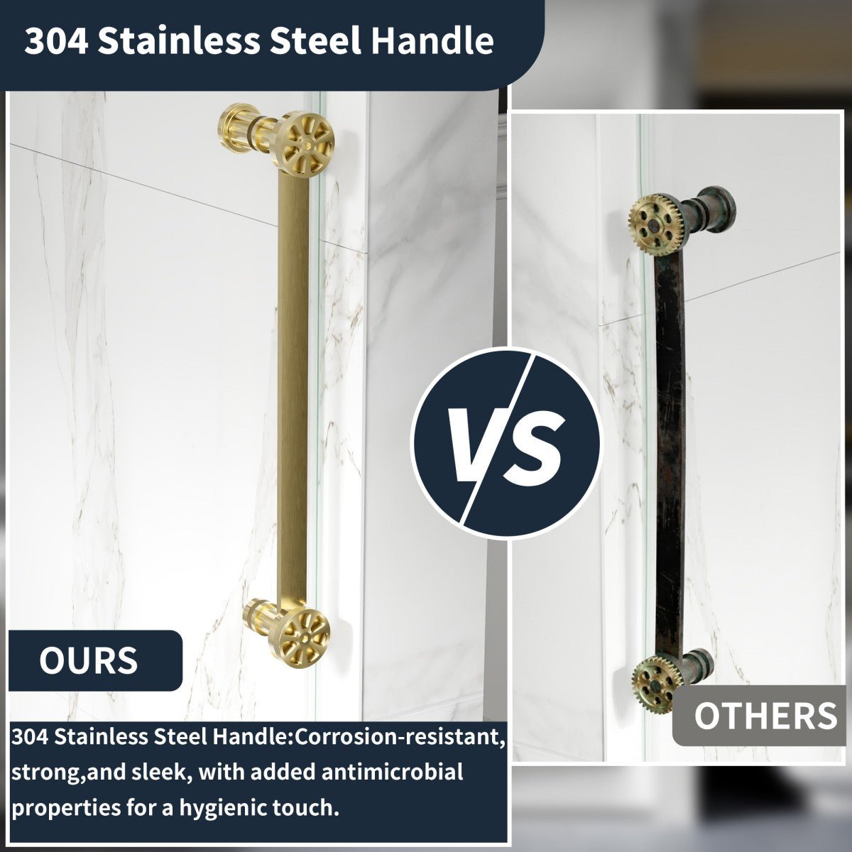 56-60" x 76" Frameless Sliding Barn Door Shower, Brushed Gold, Easy Clean, Fixed Glass Left | ExBrite Elysian-F Series