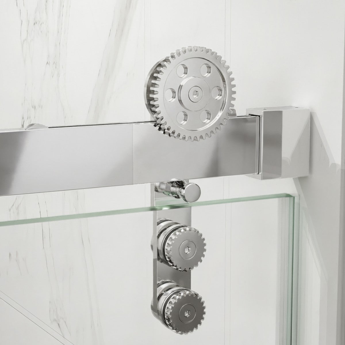 56-60" x 76" Frameless Sliding Shower Door Chrome - Easy Clean Fixed Glass Left | ExBrite Elysian-S Series