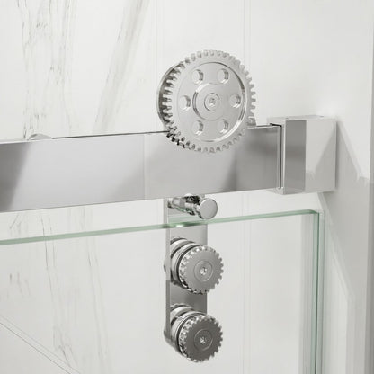 56-60" x 76" Frameless Sliding Shower Door Chrome - Easy Clean Fixed Glass Left | ExBrite Elysian-S Series