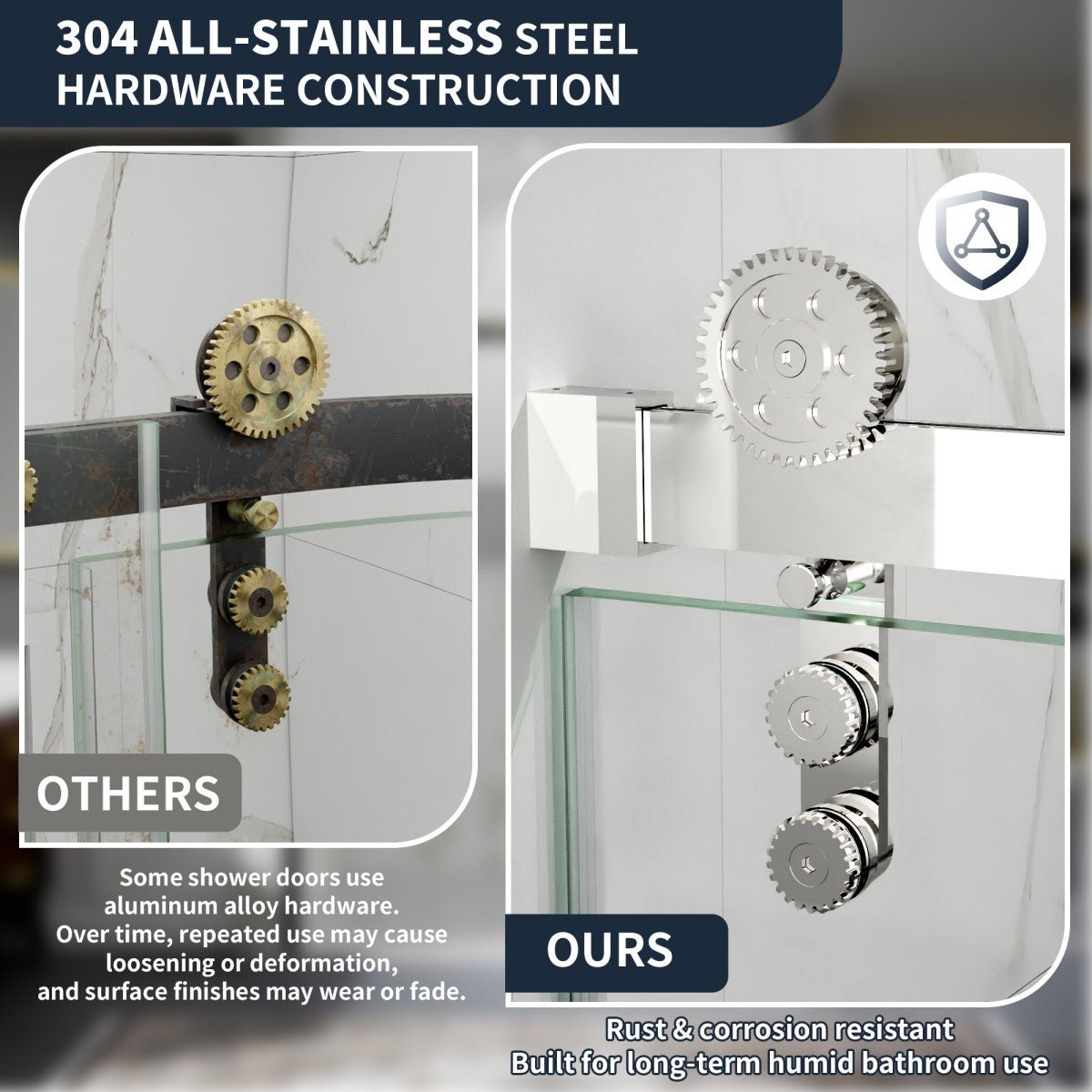 56-60" x 76" Frameless Sliding Shower Door Chrome - Easy Clean Fixed Glass Left | ExBrite Elysian-S Series