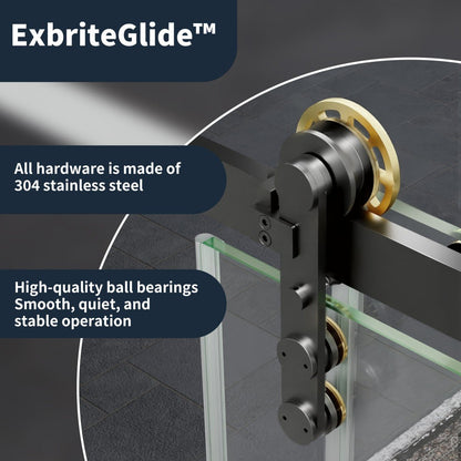 56-60" x 76" Frameless Sliding Shower Doors in Black Gold - Easy Clean Fixed Glass Left | ExBrite Elysian-F Series