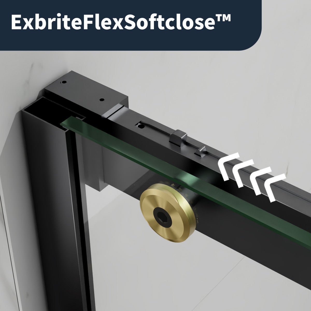 56-60" x 76" Frameless Sliding Shower Doors in Black Gold - Easy Clean Fixed Glass Left | ExBrite Elysian-F Series