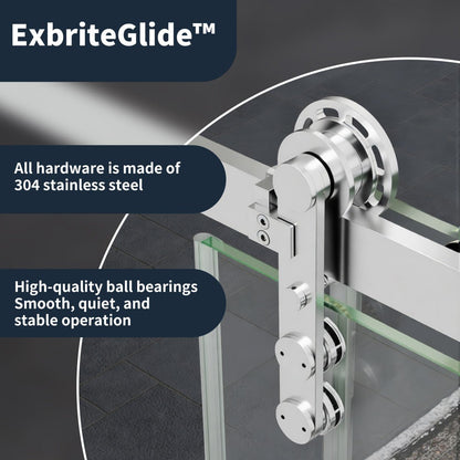 56-60" x 76" Frameless Sliding Shower Glass Sliding Doors, Chrome, Easy Clean, Fixed Glass Left | ExBrite Elysian-F Series
