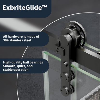 56-60" x 76" Sliding Glass Shower Doors Frameless, Matte Black, Easy Clean Fixed Glass Left | ExBrite Elysian-F Series