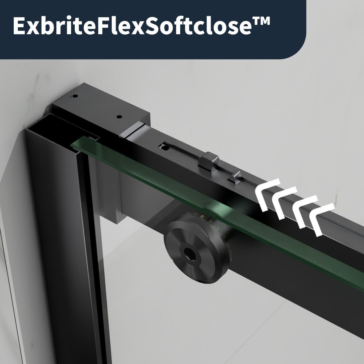 56-60" x 76" Sliding Glass Shower Doors Frameless, Matte Black, Easy Clean Fixed Glass Left | ExBrite Elysian-F Series
