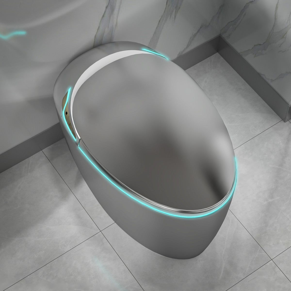 EP Exbrite Unique Smart Toilet with Bidet Built In, Intelligent One Piece Toilet For Modern Bathroom, Auto Open/Close Seat, Foot Sensor, LED Display,Night Light, Warm Water & Dryer,Grey