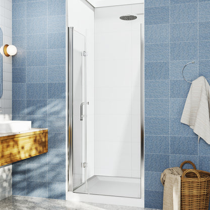 Adapt Allsumhome Bifold Shower Door 36-38 in.W x 72 in.H Pivot Swing Shower Doors,Chrome,Clear Tempered Glass