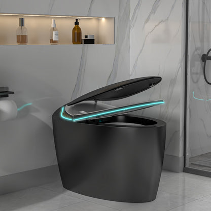 EP Exbrite Unique Smart Toilet with Bidet Built In, Intelligent One Piece Toilet For Modern Bathroom, Auto Open/Close Seat, Foot Sensor, LED Display,Night Light, Warm Water & Dryer, Black