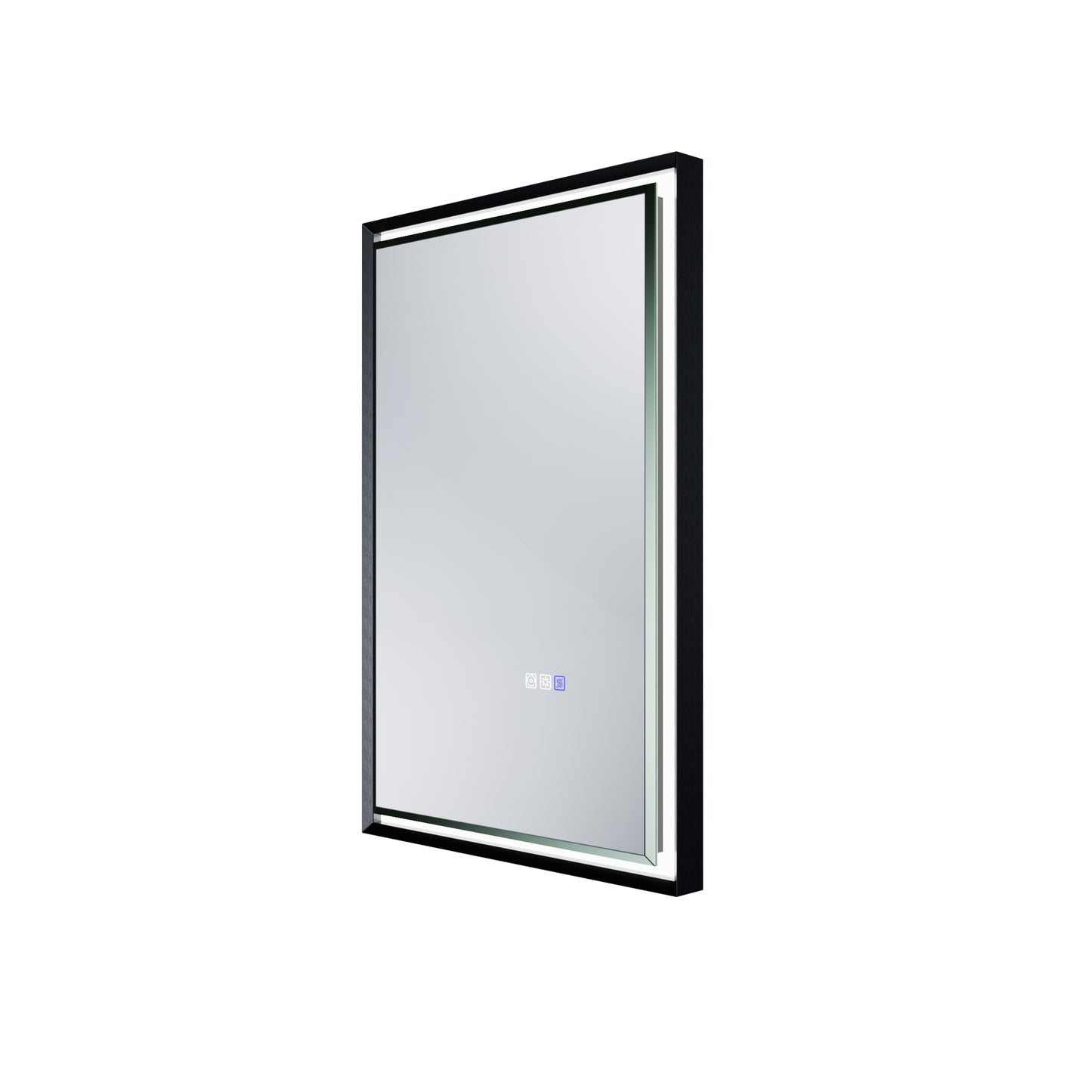 Verloar 22" W x 34" H Dimmable Lighted Bath Mirror with Light, Anti Fog and Matte Black Frame