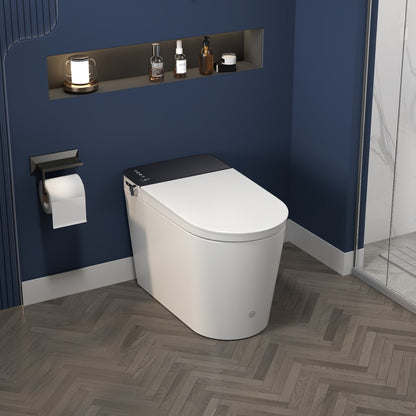 ExBrite Tankless Smart Toilet with Bidet Built In,Auto Open & Close,Wider Bidet with Heated Seat, Warm Water and Dry, Foot Sensor, LED Display, Remote Control - ExBriteUSA
