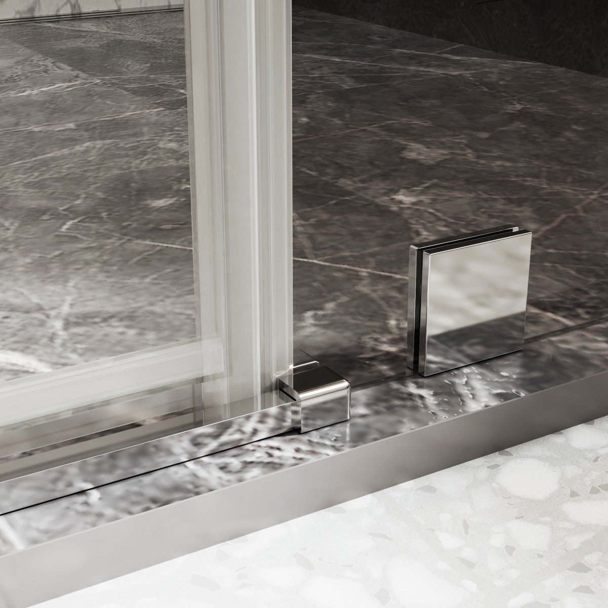 47-48" x 74" Pivot Frameless Shower Door,Chrome,Easy clean|ExBrite Valor Series