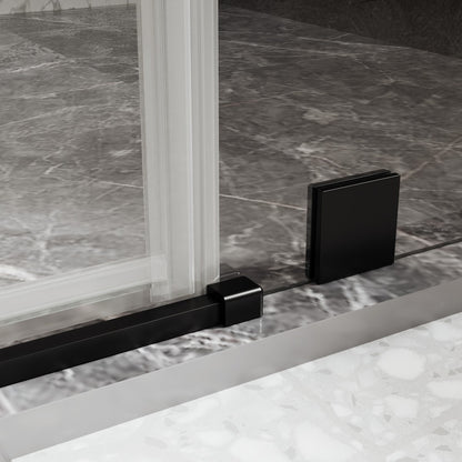 41-42" x 74" Pivot Frameless Shower Door,Matte Black,Easy clean|ExBrite Valor Series