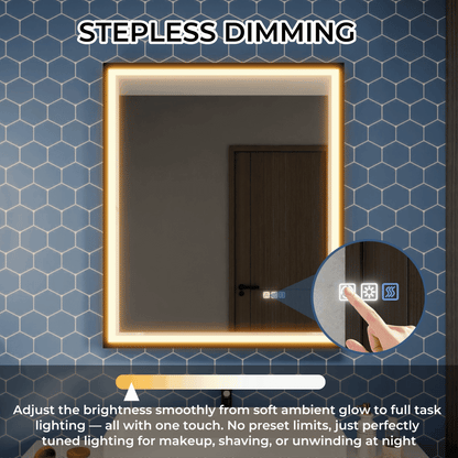 Verloar 30" W x 36" H Lighted Bathroom  Mirror,Dimmable,Anti Fog,Front-Lit Illumination