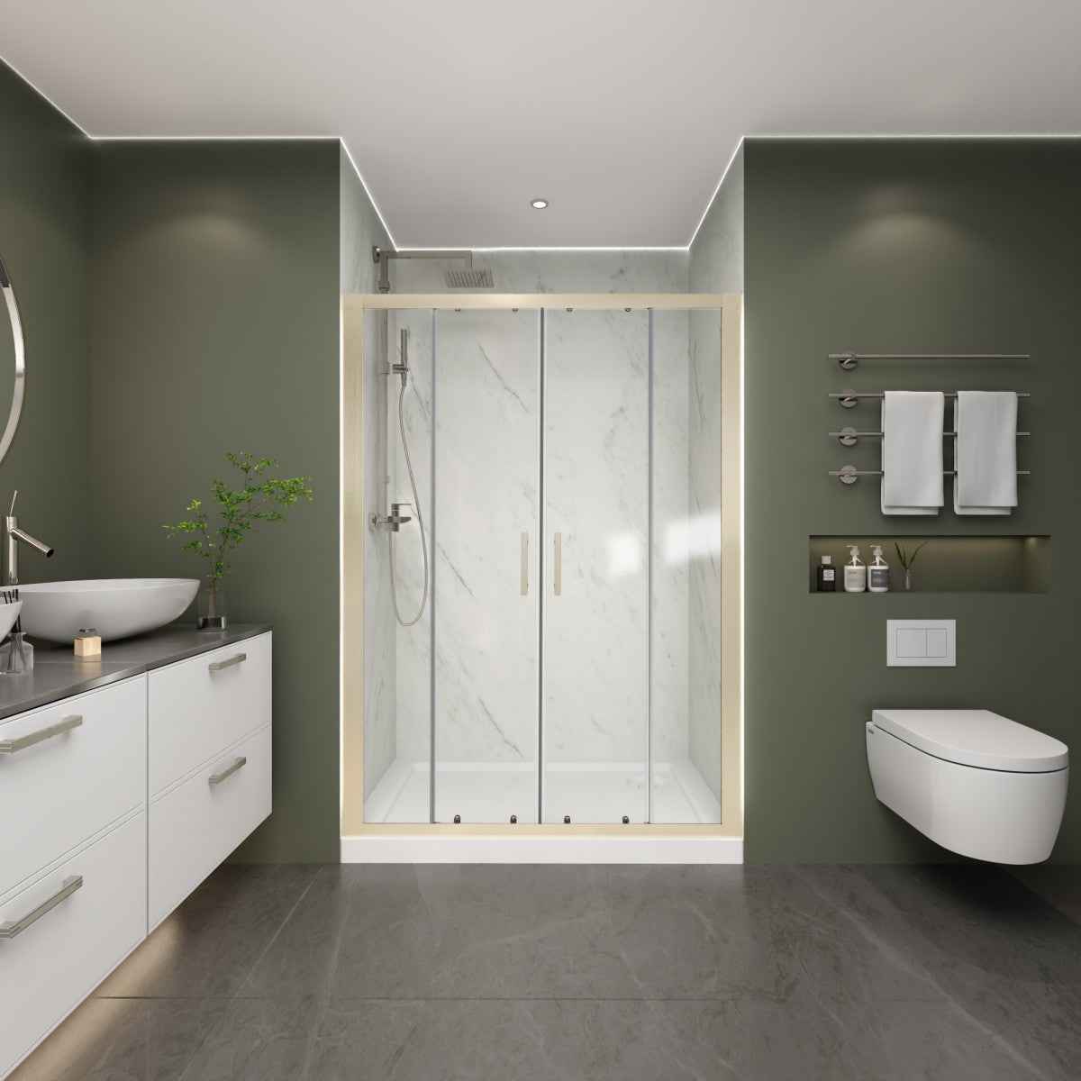 Holden 50-54.W x 70.H Easy Clean Double Framed Sliding Shower Door with 1/4" (6mm) Clear SGCC Tempered Glass, Brushed Nickel Finish,Burshed Nickel (Copy)