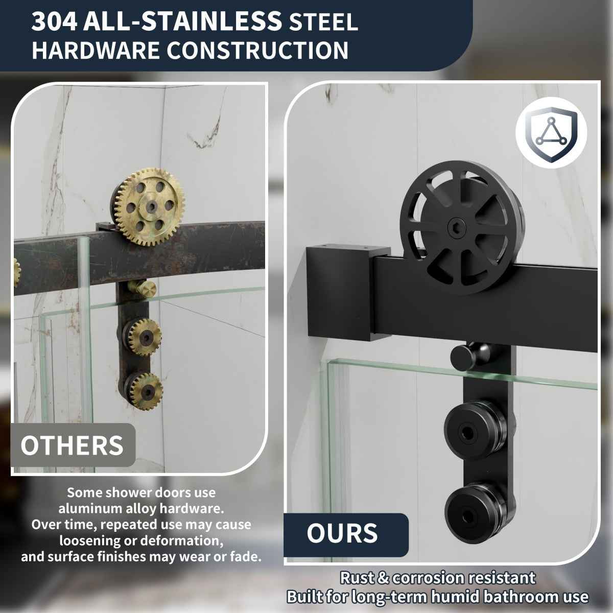 44-48" x 76" Frameless Sliding Shower door,Matte Black,Easy clean|ExBrite Elysian-S Series