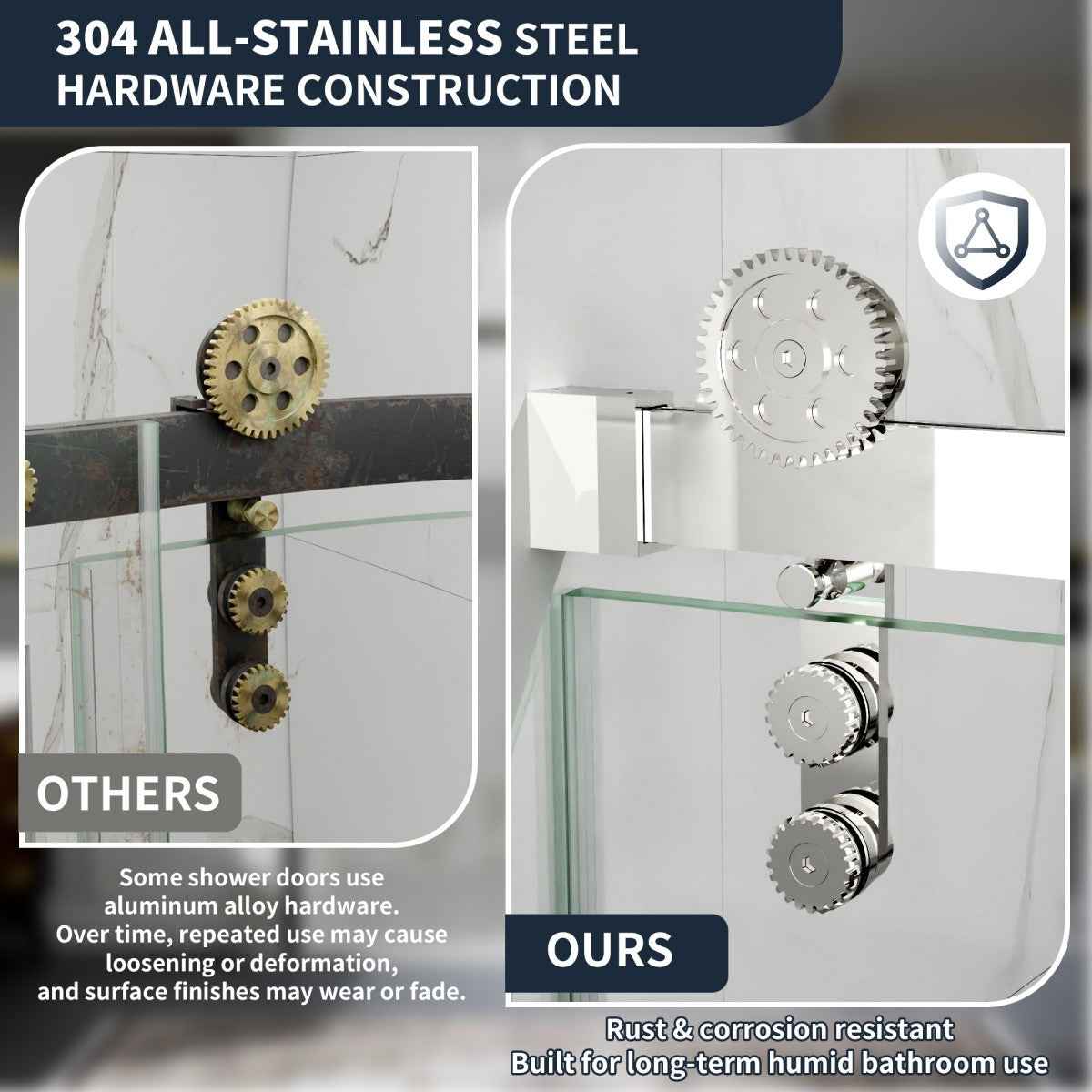 44-48" x 76" Frameless Sliding Shower door,Chrome,Easy clean|ExBrite Elysian-G Series