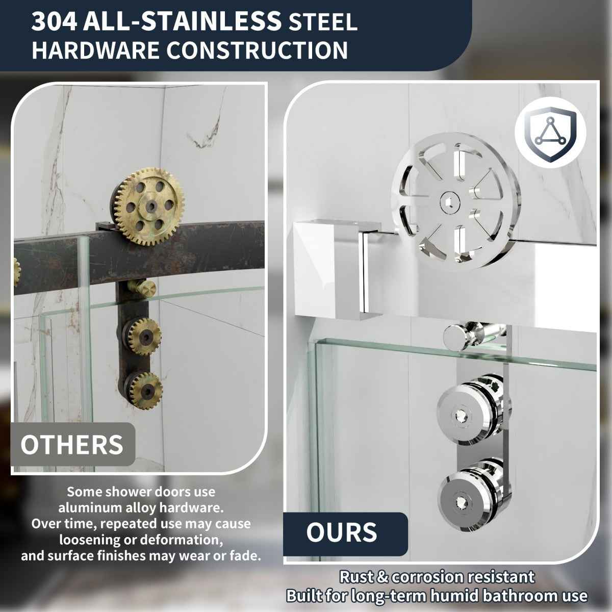 44-48" x 76" Frameless Sliding Shower door,Chrome,Easy clean|ExBrite Elysian-S Series