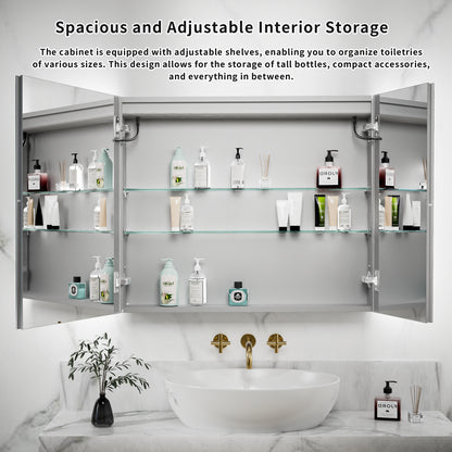 ExBrite 36"W x 30"H LED Medicine Cabinet with Anti-Fog, Stepless Color Temperature and Dimming, Adjustable Shelves, Aluminum Frame, Recessed or Surface Mount - ExBriteUSA