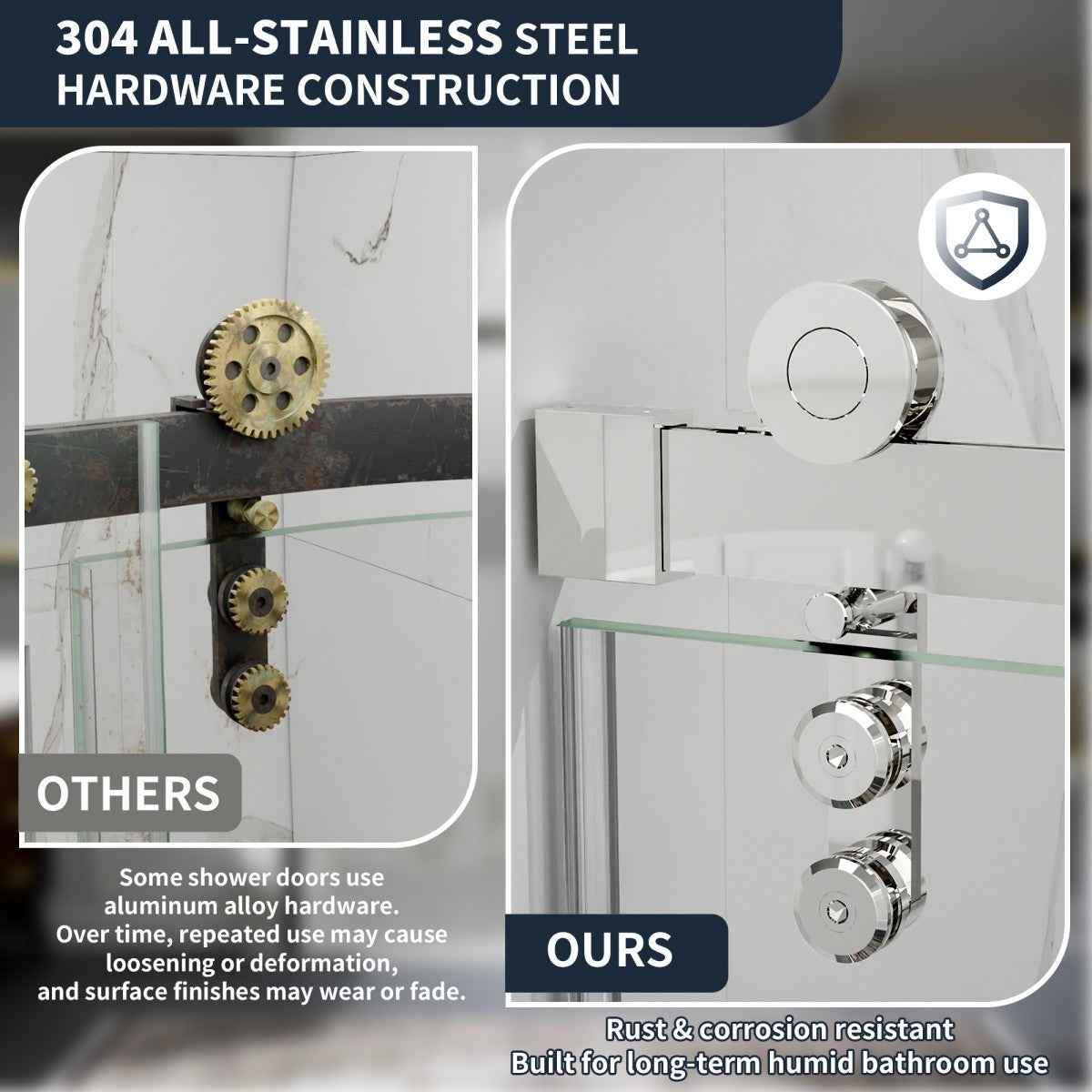 44-48" x 76" Frameless Sliding Shower door,Chrome,Easy clean|ExBrite Elysian-M Series