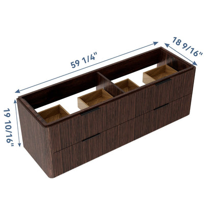 60 inch Floating Bathroom Vanity with Sink, Pre-Assembled, Wall Mounted Plywood Bathroom Storage Cabinet with Safety Rounded,Large Soft-Close Fluted Drawers & Metal Handles