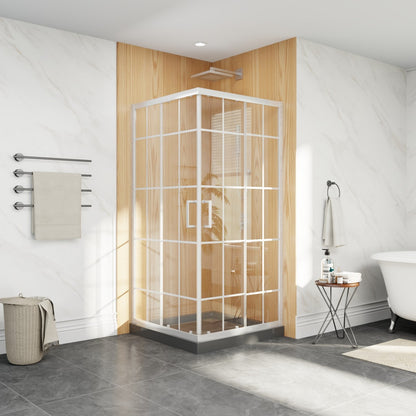 Haven-S 36" x 72" Corner Shower Enclosure,6mm Clear Glass,Double Sliding Shower Doors,White,Not Base,Adjustable