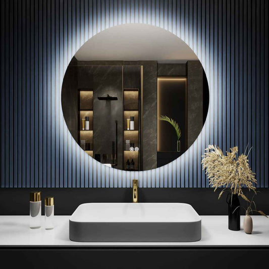 Caivell 40" Round 3-Color Anti-Fog Backlit LED Bathroom Mirror