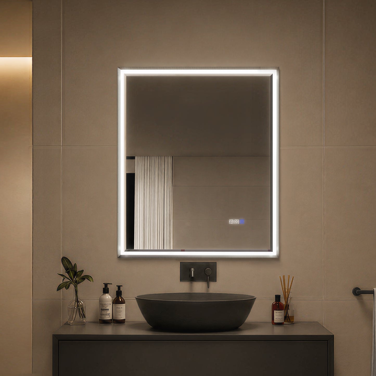 30"W x 36"H Lighted Mirrors | Verloar Brushed Nickel Front-Lit Mirror