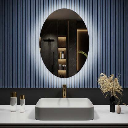Caivell 24" x 32" Oval 3-Color Anti-Fog Backlit LED Bathroom Mirror