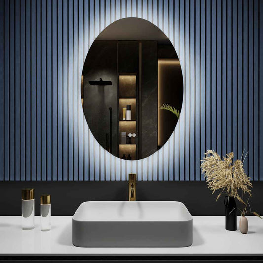 Caivell 24" x 32" Oval 3-Color Anti-Fog Backlit LED Bathroom Mirror