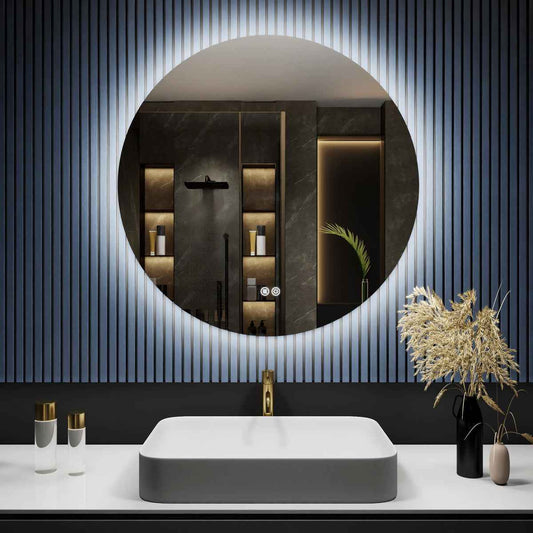 Caivell 36" Round 3-Color Anti-Fog Backlit LED Bathroom Mirror