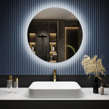 Caivell 32" Round 3-Color Anti-Fog Backlit LED Bathroom Mirror