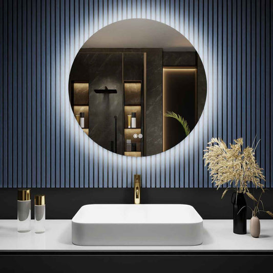 Caivell 32" Round 3-Color Anti-Fog Backlit LED Bathroom Mirror