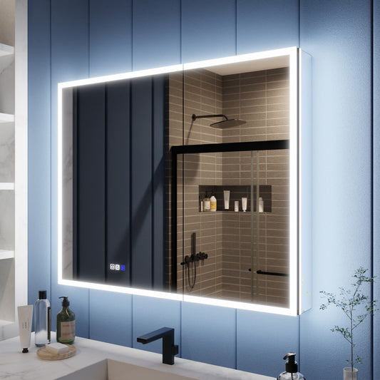 Illusion 40" x 32" LED Medicine Cabinet with Lights, Magnifiers Front and Back Light