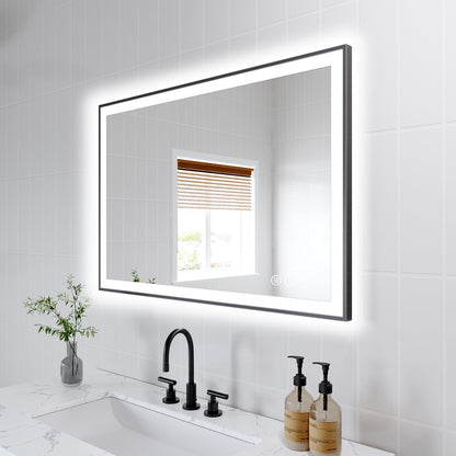 Apex-Noir 24"x36" Framed LED Lighted Bathroom Mirror