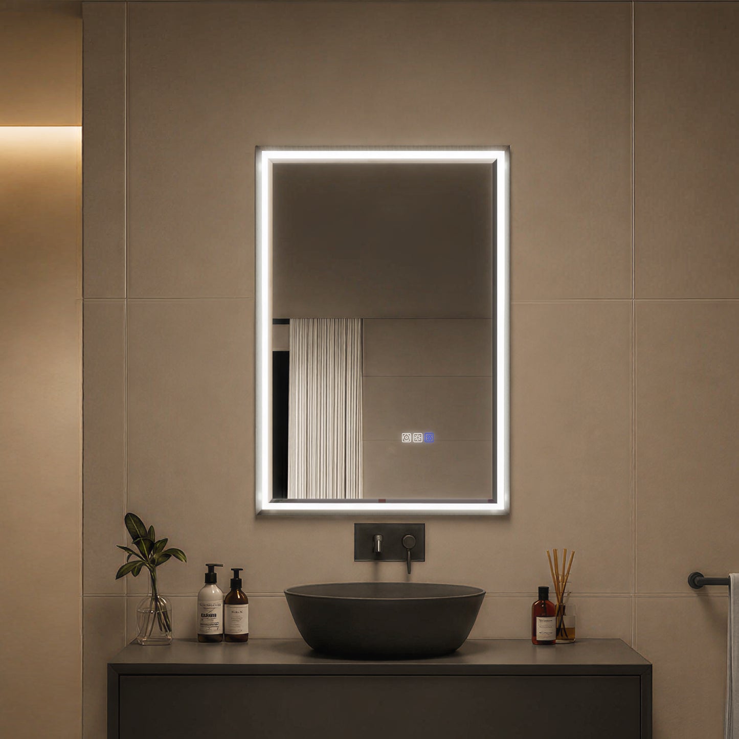 Verloar 22" W x 34" H Lighted Bathroom Mirror - Dimmable, Anti-Fog, Front-Lit Illumination in Brushed Nickel