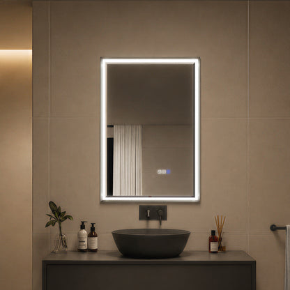 Verloar 22" W x 34" H Lighted Bathroom Mirror - Dimmable, Anti-Fog, Front-Lit Illumination in Brushed Nickel