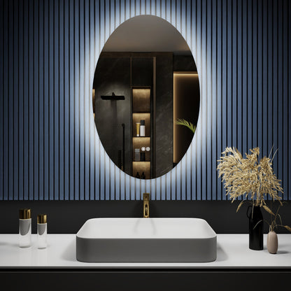 Caivell 28" x 36" Oval 3-Color Anti-Fog Backlit LED Bathroom Mirror
