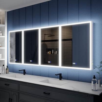 Illusion 84" x 32" LED Mirrored Medicine Cabinet with Front and Back Light Magnifiers