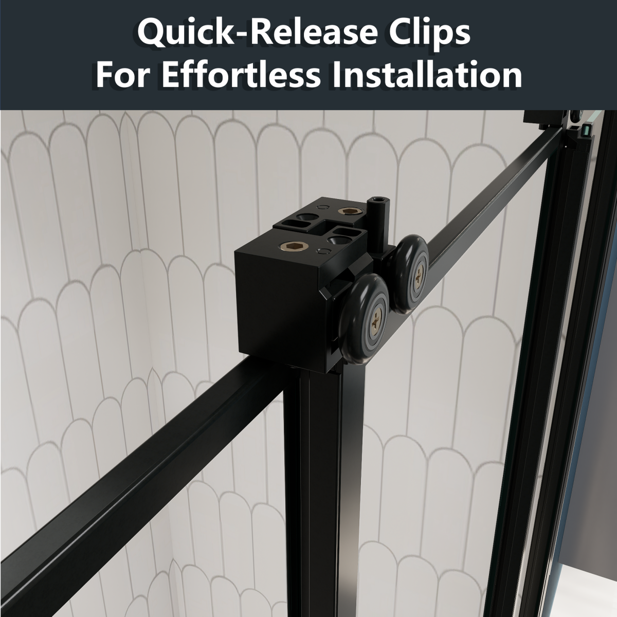 Nexus 56-60W x 70.H Easy Clean Double Framed Sliding Shower Door with 1/4" (6mm) Clear SGCC Tempered Glass,Matte Black Finish
