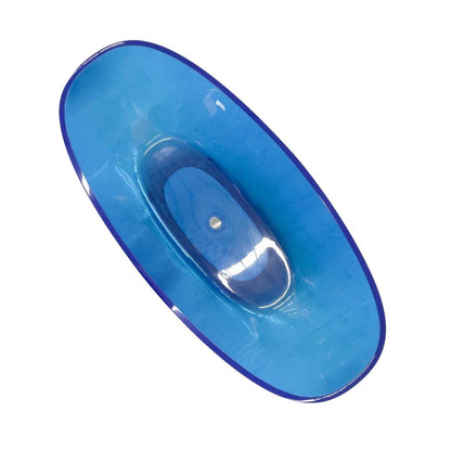 RS 64 inch Transparent Blue Oval Shape Freestanding Soaking Bathtub For The Bathroom