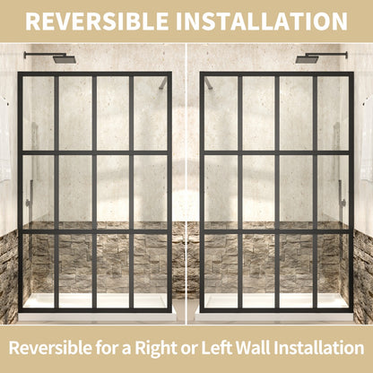 Atlas 46" X 72" Black Shower Door Clear Tempered Glass Framed Shower Screen Walk-in,Corner shower door